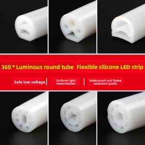 LED Silicone Light Strip Housing, 360-Degree Illumination, Embedded, Outdoor Waterproof, Multi-Specification, Colorful Silicone Housing