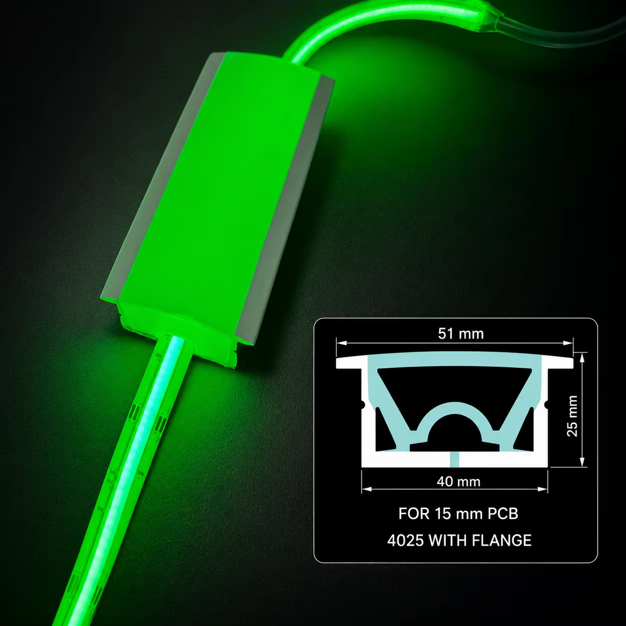 4025 Silicone Tube Diffuser for LED Strip With Flange 15mm PCB Recessed Linear Lighting Profile Compatible with Most Low Voltage LED Strip Lights Easy to Install for Home Commercial Lighting Projects - Image 3